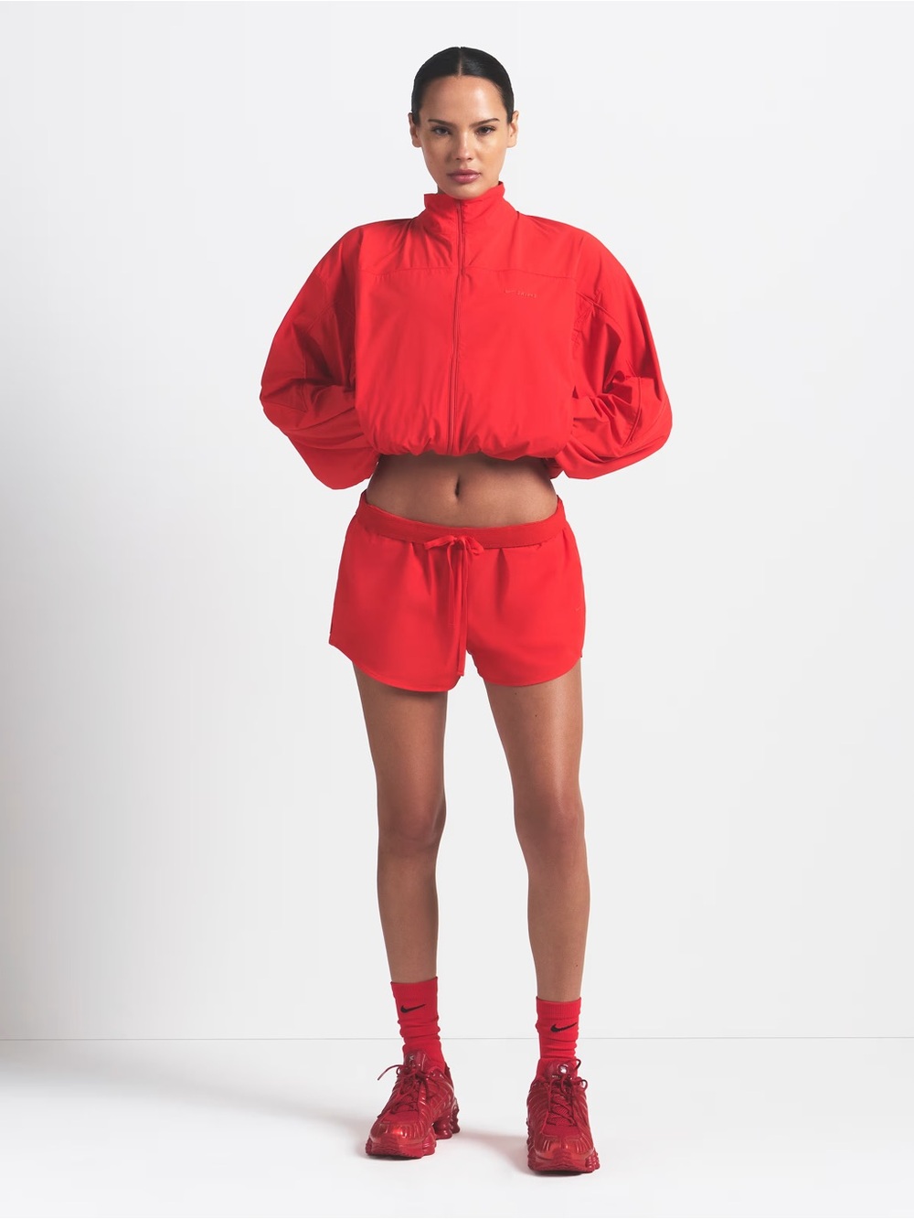 NikeSKIMS Woven Nylon Crop Jacket & Short Set - Ruby